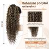Flufymooz Ponytail Extension, 26 Inch Bohemian Style Drawstring Ponytail Hair Extensions for Women, Long Curly Wavy Pony Tail Natural Synthetic Hairpiece for Women (Deep Brown with Dirty Blonde) view 2