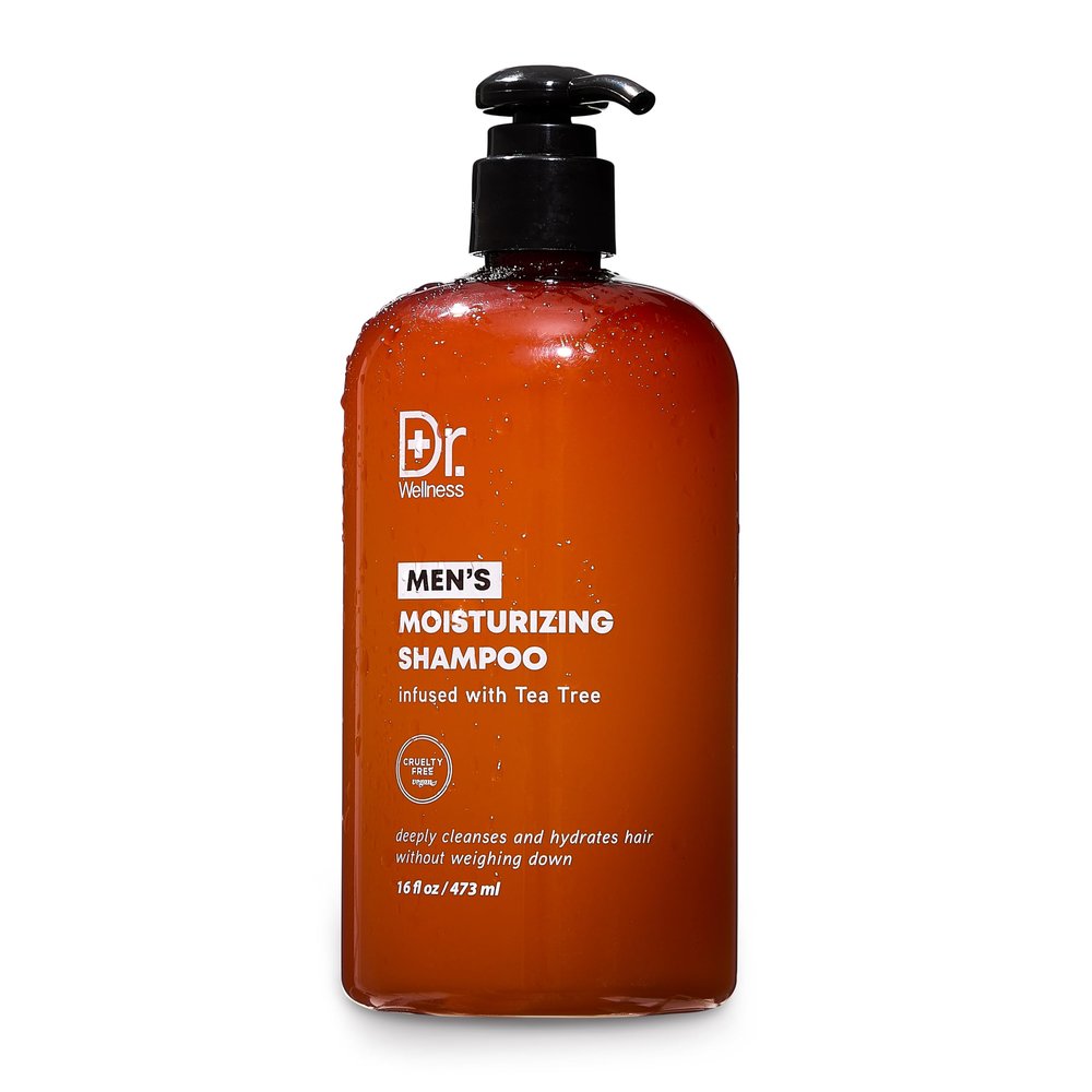 Dr. Wellness Men's Moisturizing Shampoo - Infused with Tea Tree | Deeply Cleanses and Hydrates Hair | Lightweight Formula | 16 Fl Oz