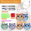 Diamond Art Painting Full Round Drill Compact Mirror Green Owl Bird Mini Make-up Mirror Portable Folding Double-Sided 1X/10X Magnification, Pocket Ultra Portable for Purses and Travel?Handbag,Set view 2