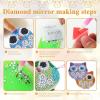 Diamond Art Painting Full Round Drill Compact Mirror Green Owl Bird Mini Make-up Mirror Portable Folding Double-Sided 1X/10X Magnification, Pocket Ultra Portable for Purses and Travel?Handbag,Set view 3