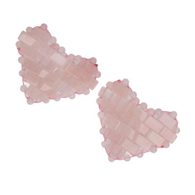 2Pcs Rose Quartz Eye Mask, Jadestone Eye Patch Reduce Edema Relieve Eye Strain Heart Shaped Stone Eye Pad for Massage Cooling Mask