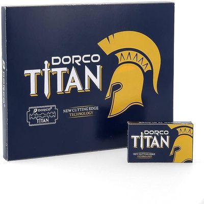 The Shave factory DORCO Titan Double Edge Razor Blades - Pack of 100 Stainless Steel Blades, Sharp and Durable, Fits All Standard Safety Razors, Precision Shaving Blades for Men, Blue
