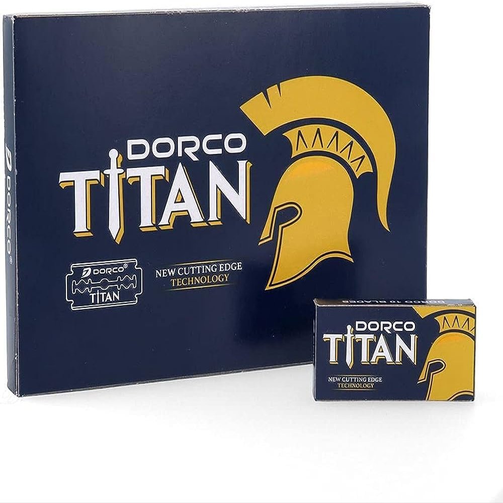 The Shave factory DORCO Titan Double Edge Razor Blades - Pack of 100 Stainless Steel Blades, Sharp and Durable, Fits All Standard Safety Razors, Precision Shaving Blades for Men, Blue
