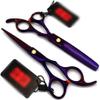 Barber Scissors 6 Inch Professional Hairdressing Set Purple Hairdressing Scissors Flat Shear + Tooth Scissor Set view 2