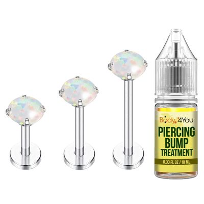 BodyJ4You 4PC Labret Tragus Cartilage 16G Studs - Aftercare Bump Treatment Keloid Removal