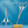 Kootinn 2Pcs Facial Hair Small Grooming Scissors For Men Women - Eyebrow, Nose Hair, Mustache, Beard, Eyelashes, Ear Trimming Kit - Curved and Rounded Safety Tip Clippers For Hair Cutting - Silver view 2