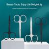 4 Pack Curved and Rounded Facial Hair Scissors Set for Men Women - Mustache, Nose, Beard, Eyebrows, Eyelashes and Ear Hair Cutting Scissors - Black and Sliver Stainless Steel Trimming Scissors view 2