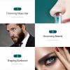 4 Pack Curved and Rounded Facial Hair Scissors Set for Men Women - Mustache, Nose, Beard, Eyebrows, Eyelashes and Ear Hair Cutting Scissors - Black and Sliver Stainless Steel Trimming Scissors view 3