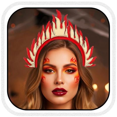 CASDRE Flame Headband Gold Red Fire Flame Headpiece Hair Hoop Halloween Party Rave Festival Hair Accessories for Women and Girls