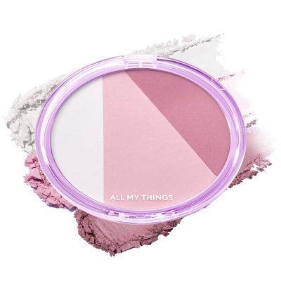 AMTS Moon Blusher | Purple Pink Moon Lit Clear Blush, 3-Color for Natural, Healthy Glow, Covers Pores, Long Lasting Korean Beauty (Moon)