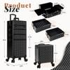 AROUS Rolling Makeup Train Case 4 in 1 Cosmetology Case on Wheels Large Storage Cosmetic Trolley with Key Salon Barber Case Traveling Cart Trunk, Black view 3