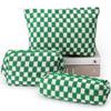 3 Pcs Makeup Bag Cosmetic Bag Set for Girls Women Checkered Travel Organizer Bathroom Toiletry Pouch Large Capacity Storage Bag(Green-White) view 1