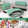 3 Pcs Makeup Bag Cosmetic Bag Set for Girls Women Checkered Travel Organizer Bathroom Toiletry Pouch Large Capacity Storage Bag(Green-White) view 2