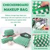 3 Pcs Makeup Bag Cosmetic Bag Set for Girls Women Checkered Travel Organizer Bathroom Toiletry Pouch Large Capacity Storage Bag(Green-White) view 4