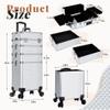 AROUS Rolling Makeup Train Case 4 in 1 Cosmetology Case on Wheels Large Storage Cosmetic Trolley with Key Salon Barber Case Traveling Cart Trunk, Silver view 3