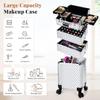 AROUS Rolling Makeup Train Case 4 in 1 Cosmetology Case on Wheels Large Storage Cosmetic Trolley with Key Salon Barber Case Traveling Cart Trunk, Silver view 4
