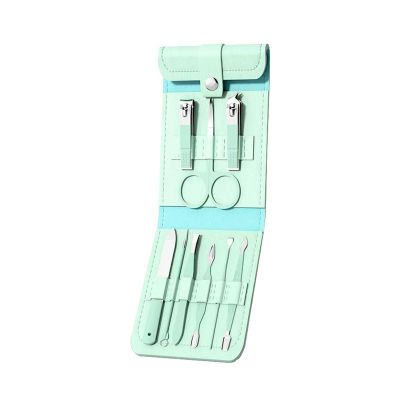 Nail Clipper Set Nail Care Tools Manicure Set Stainless Steel Nail Clipper with Leather Case for Men and Women (Color : Green A)