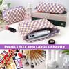 3 Pcs Makeup Bag Checkered Cosmetic Bag Large Capacity Traveling Toiletry Pounch Organizer Cute Makeup Brushes Aesthetic Accessories Storage Bag for Girls Women (Purple-White) view 2