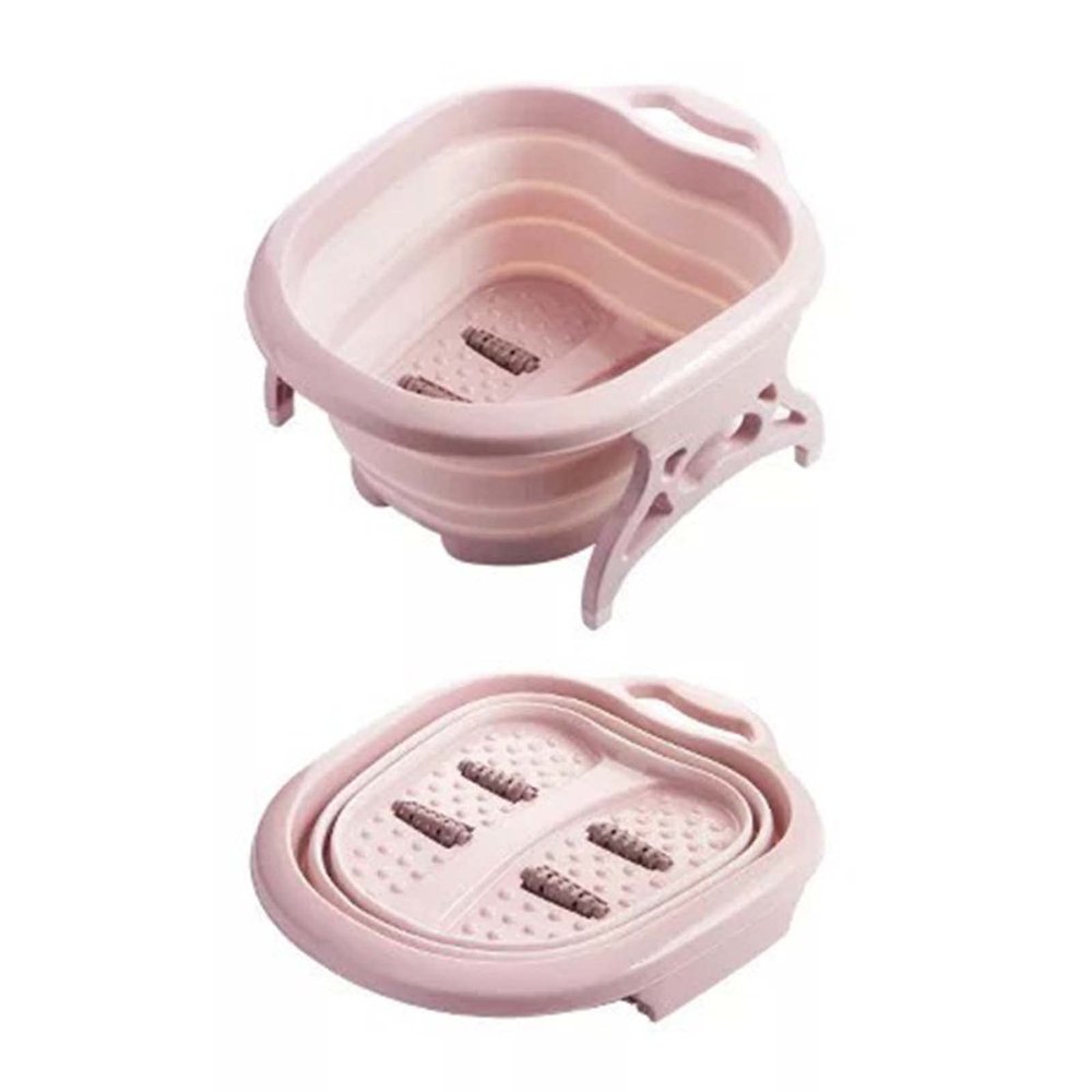 Folding Large Foot Soaking Tub,Foot Soaking Bath Basin,Sturdy Durable Portable 4 Massage Rollers Foot Soaking Tub for Home Travel Foot Spa Treatment,Getting The Dead/Old Skin Off Your Feet (pink)