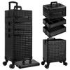 AROUS 5 in 1 Rolling Makeup Train Case Cosmetology Case on Wheels Large Cosmetic Organizer Travel Cart for Hairstylist Artist Nail Beauty Salon Barber,Black view 1