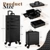 AROUS 5 in 1 Rolling Makeup Train Case Cosmetology Case on Wheels Large Cosmetic Organizer Travel Cart for Hairstylist Artist Nail Beauty Salon Barber,Black view 4
