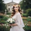 Vivivalue Girl Flower Crown Wedding Flower Headband Hair Wreath Floral Headpiece Halo Boho with Ribbon Party Prom Festival Photos view 2
