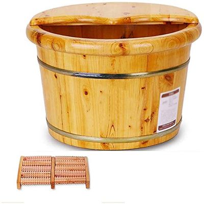 Foot Spa Bath Solid Wood Foot Tub Foot Bath Barrel Smooth and Delicate Pedicure Barrels for Men Women Kids Household Items Decoration (Color : A, Size : 26cm)