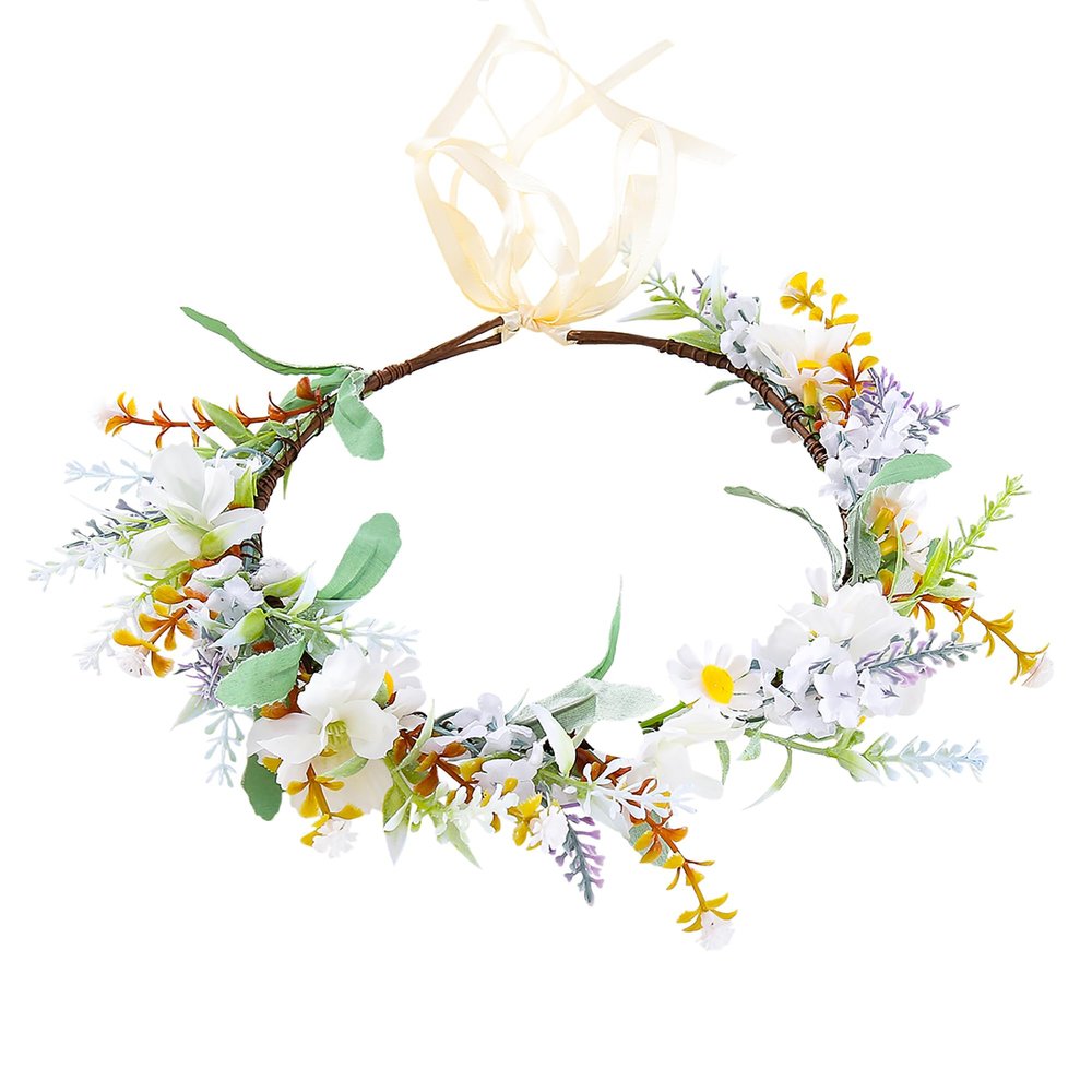 Vivivalue Wedding Flower Crown Women Flower Headband Hair Wreath Floral Headpiece Halo Party Prom Photos