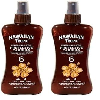 Hawaiian Tropic Dark Tanning Oil, Spray Pump, SPF 6 8 Oz (Packaging May Vary) (Pack of 2)