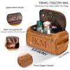 Personalized Mens Toiletry Bag  Engraved PU Leather Dopp Kit with Custom Name or Initials, Handcrafted Travel Shaving Bag, Meaningful Gift for Groomsmen, Dad, Husband, or Grandpa (Light Brown) view 2