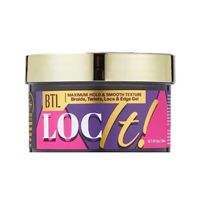 BTL LOC IT! Multi-Use Hair Styling Gel Strong Hold, Shine Enhancing, Residue-Free Formula for Braids, Twists, Locs, Edges Perfect for Natural Hair & Extensions, All-Day Sleek Styling, 8 Oz