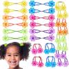 24pc Ponytailers Flower Twin Bead Ponytail Hair Elastics Collection - Flower-Shaped Bright Multicolored Twin Hair Beads Bauble Hair Ties Ponytail Holders, Kids Bobble Hair Tie Value Pack view 1
