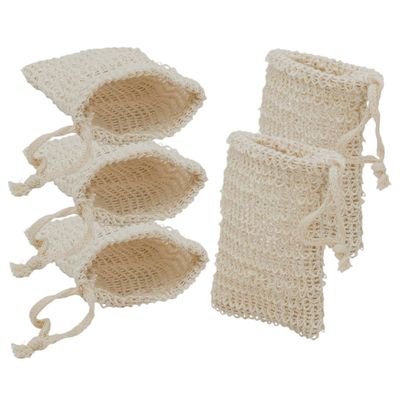 5pcs Body bar soap mesh soap Bag Shower Supplies soap exfoliating Pouch soap Storage Pouch soap foaming Bag Bathing Supply soap Bubble Maker Dual Purpose Cotton Linen Accessories