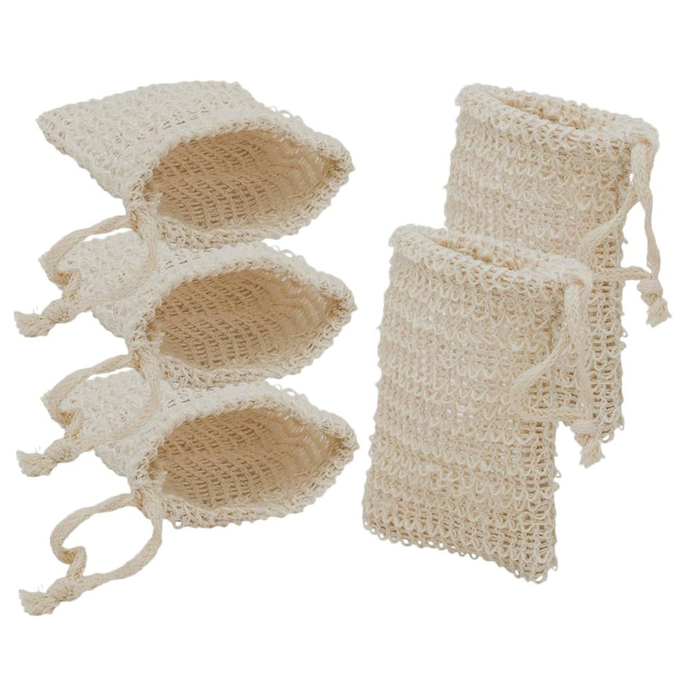 5pcs Body bar soap mesh soap Bag Shower Supplies soap exfoliating Pouch soap Storage Pouch soap foaming Bag Bathing Supply soap Bubble Maker Dual Purpose Cotton Linen Accessories