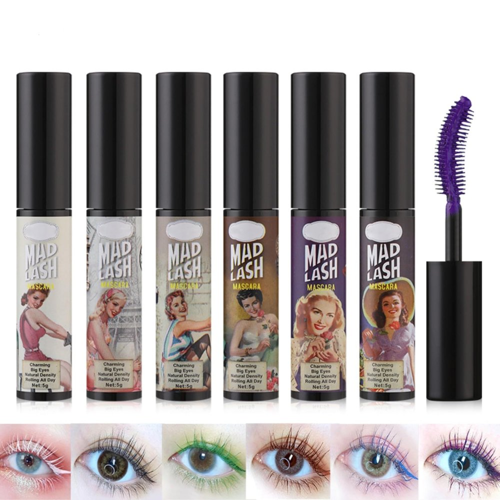 Halloween gifts Lash Colored Mascara Makeup Volumizing Volume Building Waterproof Sensational Washable Lengthening Natural Long-Lasting (6 Colors)