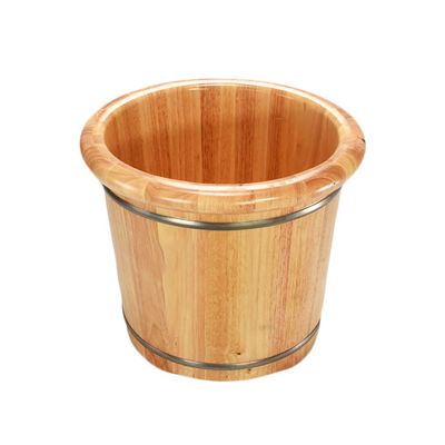 Katzowen Foot Spa Bath Oak Foot Bath Barrel, Household Heightening Solid Wood Foot Bath Barrel, Tooth Wooden Foot Bath Barrel Foot Spa Bath Massager (Color : Foot Bath Without Cover)