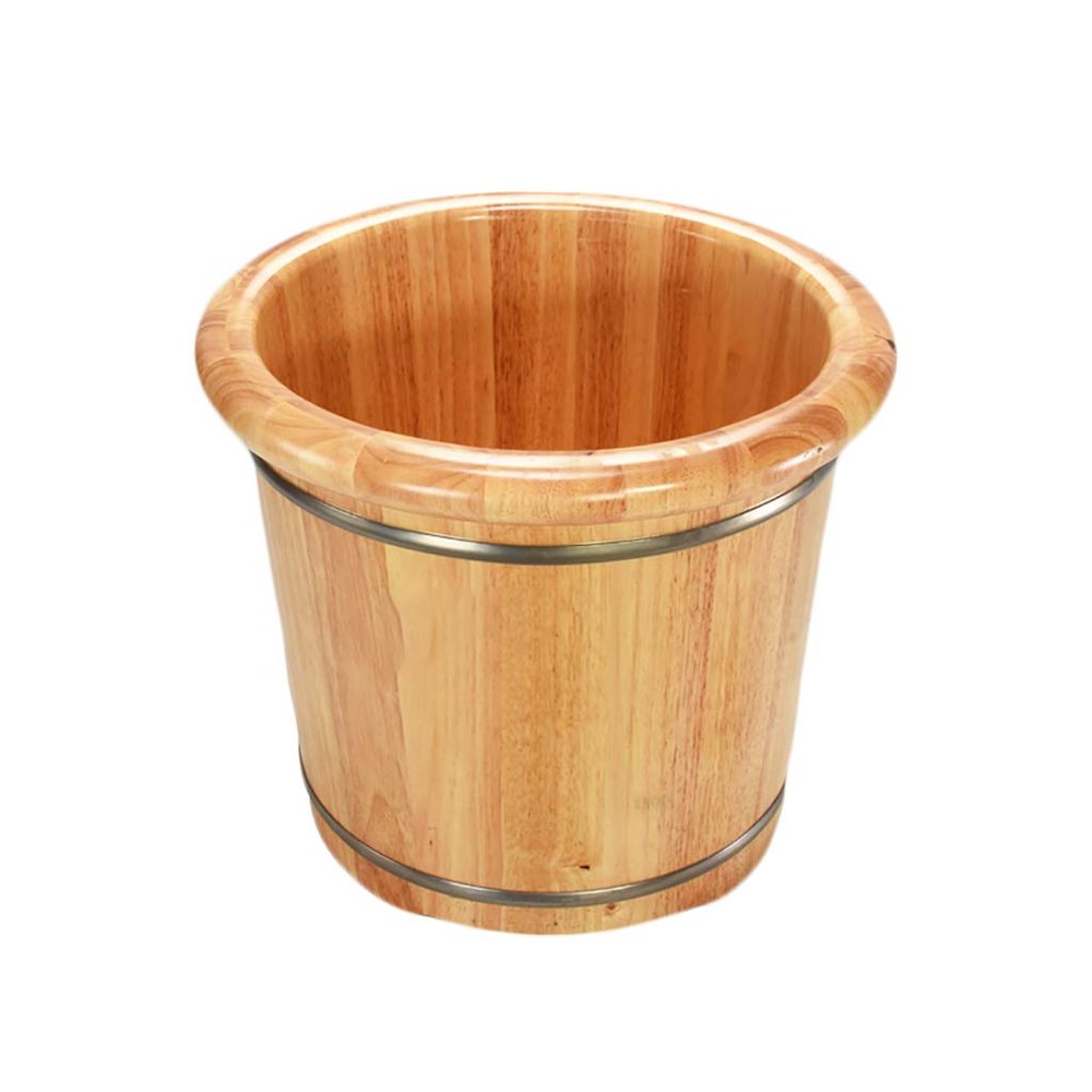 Katzowen Foot Spa Bath Oak Foot Bath Barrel, Household Heightening Solid Wood Foot Bath Barrel, Tooth Wooden Foot Bath Barrel Foot Spa Bath Massager (Color : Foot Bath Without Cover)