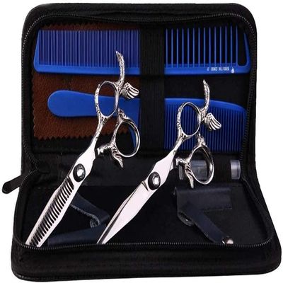 Barber scissors Angel Handle Hairdressing Scissors Flat + Tooth Scissors Set Professional 440C Hairdresser 6 Inch Hairdressing Scissors Set Scissors