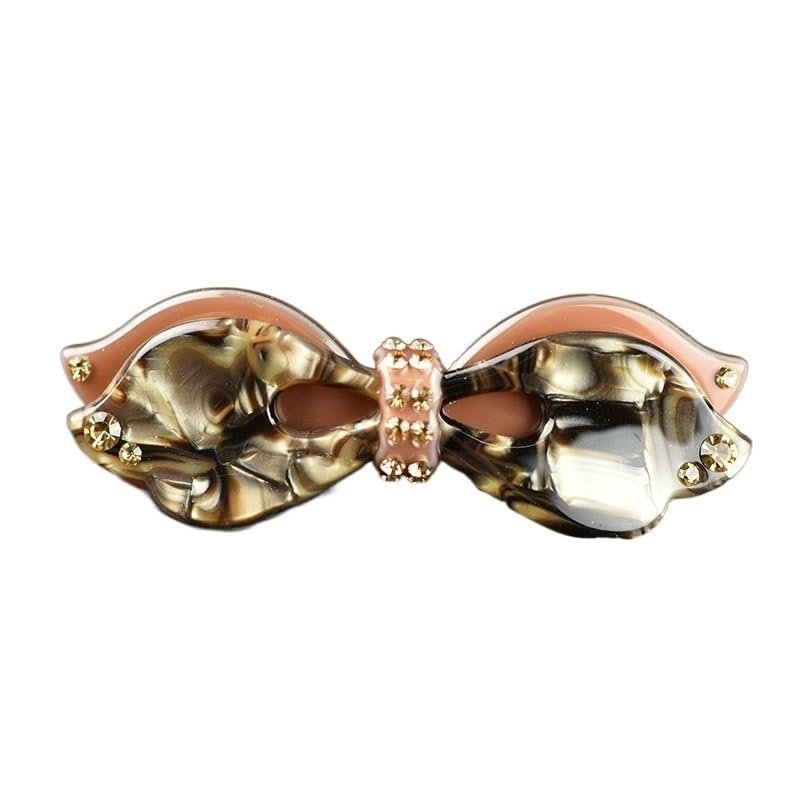 Women headwear bow hair clip barrette cute hair pin rhinestone hair accessories for women (Color : Brown)