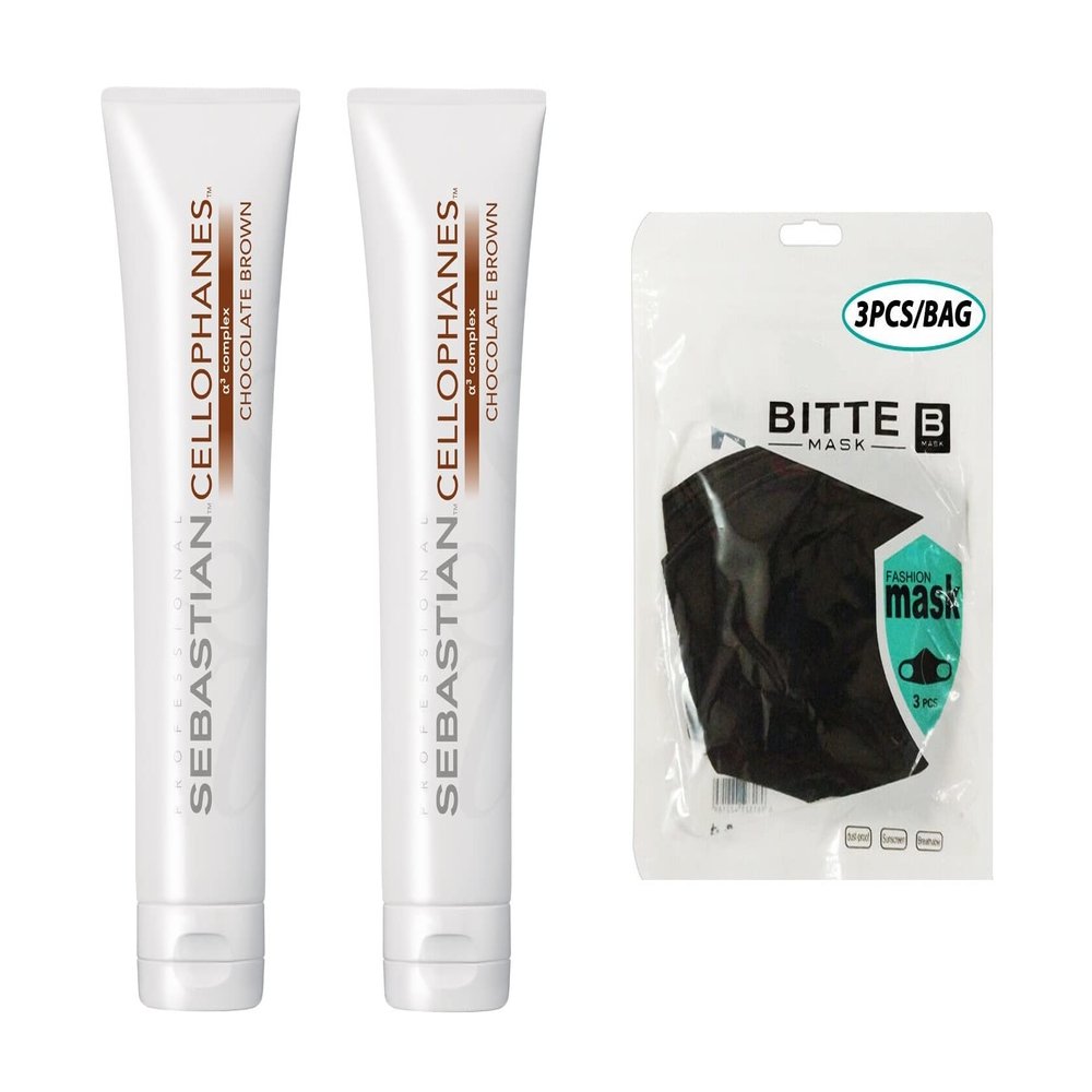 CELLOPHANES Chocolate Brown, Color Revitalizer with A3 Complex (Chocolate Brown - 10.1 oz / 300 ml) (2pack) w/face mask