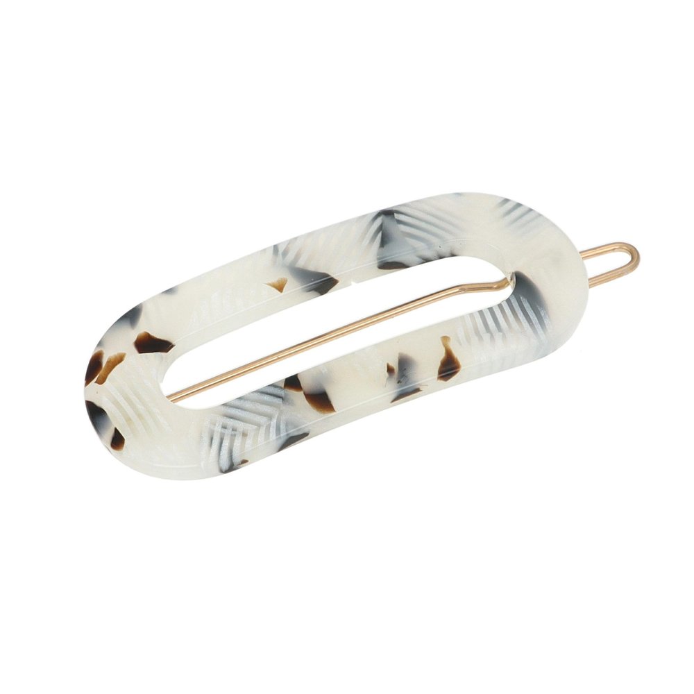 France Luxe Mini Oval Tige Boule Barrette, Spot White