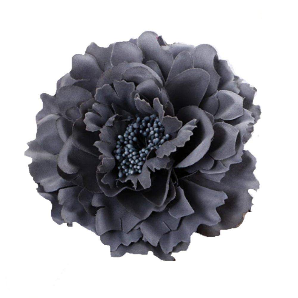 TOKIMMASH Boho Peony Flower Hair Clip, Women's Hair Accessory, Flamenco Dancer Flower Brooch, Party Hair Clip, Wedding Set (Grey, 1 Count)