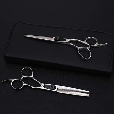 6 Inch High End Barber and Hairdressing Scissors Flat Cut Teeth Scissors Thinning Knife Bangs Scissors
