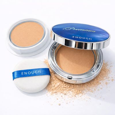 Enough Premium Ultra X10 Two Way Cake SPF50, Korean Makeup Setting Powder Foundation, Face Powder with Collagen, Tattoo Cover Up - Refill Including (#21 Skin Beige, 0.39 oz)