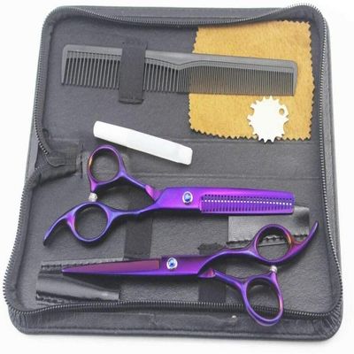 Purple Professional Hairdressing Scissors,Retro Barber Scissors Luxury Hair Scissors,6 Inch Professional Japanese Scissors,Professional Hairdressing Scissors (Color : A, Size : 6 inch set)