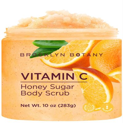 Brooklyn Botany Vitamin C Honey Sugar Scrub for Body 10 oz Deeply Hydrating and Gently Exfoliating Body Scrub for Women and Men Moisturizing and Nourishing the Skin