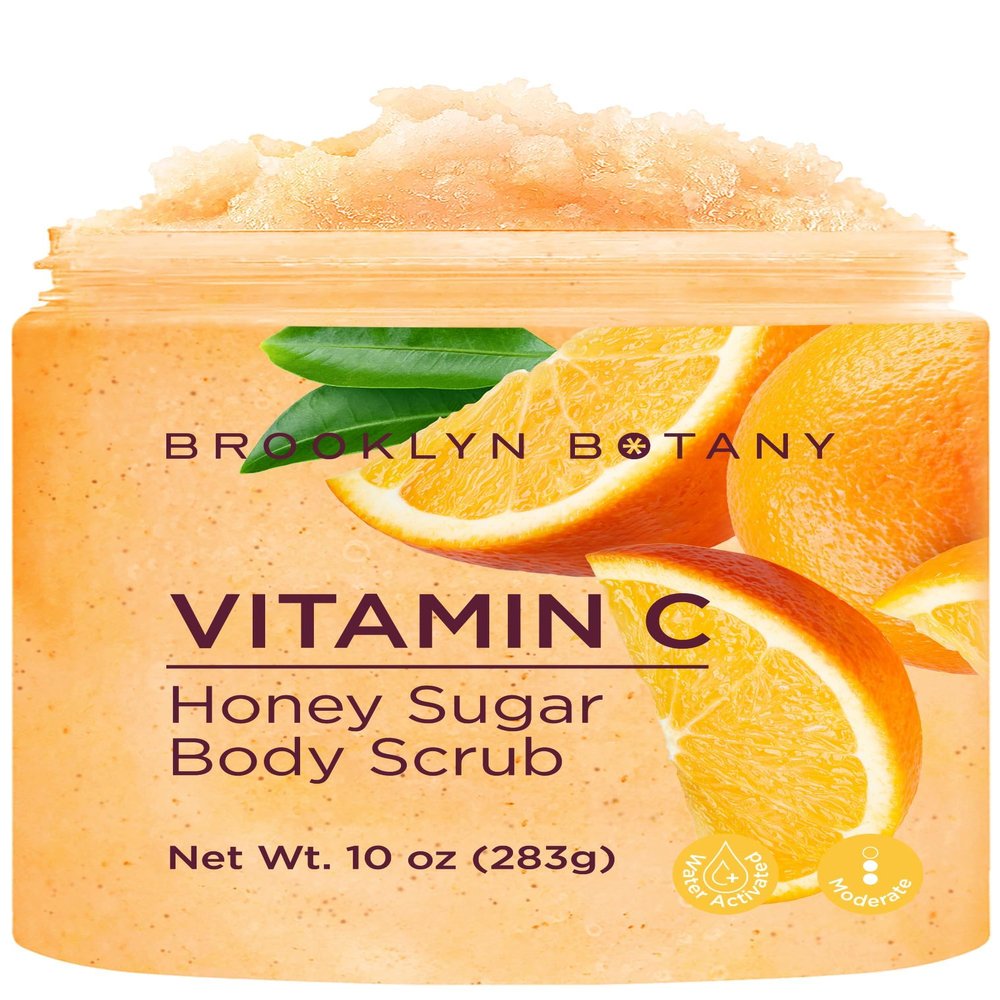 Brooklyn Botany Vitamin C Honey Sugar Scrub for Body 10 oz  Deeply Hydrating and Gently Exfoliating Body Scrub for Women and Men  Moisturizing and Nourishing the Skin