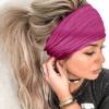 Women Tie Dye Headband Elastic Yoga Workout Running Sport Head Wraps Sweat Wicking Fashion Hair (Hot Pink, One Size) view 2