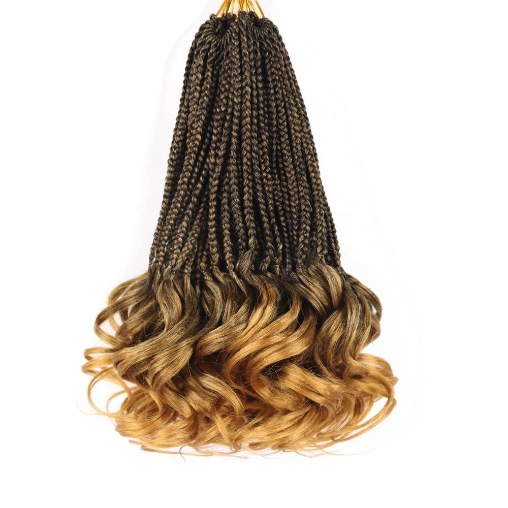 Crochet Braids 12 Inch Goddess Box Braids Crochet Hair Pre Looped French Curl Braiding Hair Short Curly Crochet Hair Extensions Braiding Hair Layered French Curl Braids with Curly Ends(1B/27)