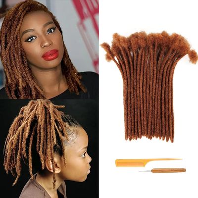0.6cm Thickness 8 Inch 20 Strands Dreadlock Extensions Human Hair #30 Brown 100% Real Human Hair for Man/Women/Kids Full Handmade Permanent Loc Extensions Bundles Can Be Dyed Bleached Curled